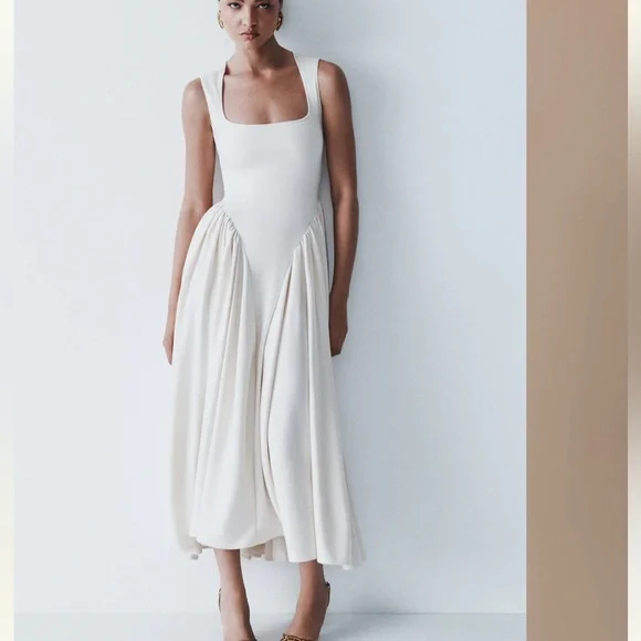 NWT Meshki Sharon Scuba Dress S Ivory - Picture 1 of 4